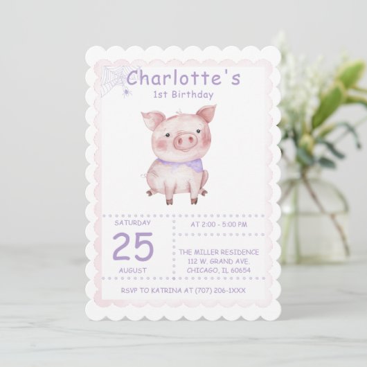 Verjaardagsfeestje van Charlotte's Web Kaart (Staand voorkant)