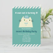 Verjaardagsfeestje van de Cool Cat Boys Kaart (Staand voorkant)