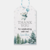 Verjaardagsfeestje van de ijsbeer in de winter Dan Cadeaulabel (Voorkant)