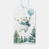 Verjaardagsfeestje van de ijsbeer in de winter Dan Cadeaulabel (Achterkant)