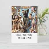Verjaardagsfeestje van de kat kaart (Staand voorkant)