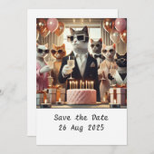 Verjaardagsfeestje van de kat kaart (Voorkant / Achterkant)