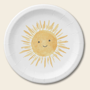 Verjaardagsfeestje van de lieve zonnejongen papieren bordje