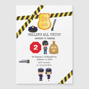 Verjaardagsfeestje van de politie magnetische uitnodiging