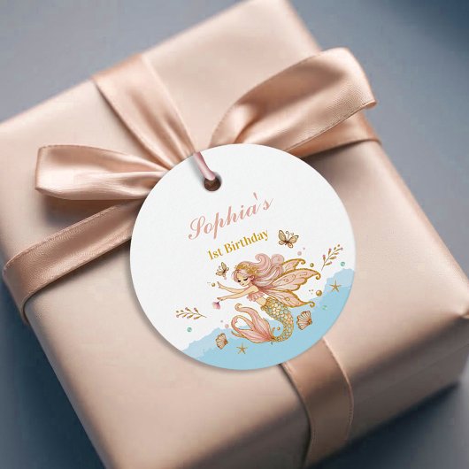 Verjaardagsfeestje van een magisch fee-zeemeermin bedankjes labels