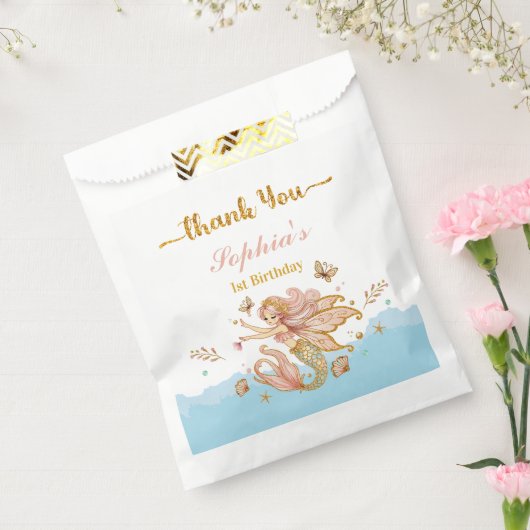 Verjaardagsfeestje van een magisch fee-zeemeermin  bedankzakje (Gezegeld)