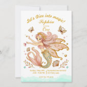 Verjaardagsfeestje van een magisch fee-zeemeermin  kaart (Voorkant)