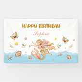Verjaardagsfeestje van een magisch fee-zeemeermin  spandoek (Horizontaal)