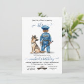 Verjaardagsfeestje van een politieagent kaart (Staand voorkant)