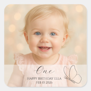 Verjaardagsfeestje van een schattig kind met aange vierkante sticker