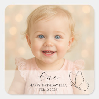 Verjaardagsfeestje van een schattig kind met aange vierkante sticker