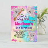 Verjaardagsfeestje van een schattige koala kaart (Staand voorkant)