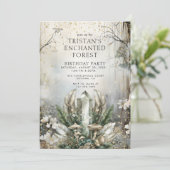 Verjaardagsfeestje van Enchanted Forest Crystal Ki Kaart (Staand voorkant)