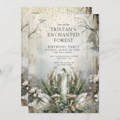 Verjaardagsfeestje van Enchanted Forest Crystal Ki Kaart (Voorkant / Achterkant)