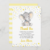 Verjaardagsfeestje van gele olifant Little Peanut Bedankkaart (Voorkant / Achterkant)