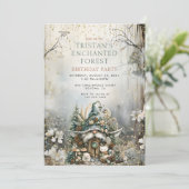 Verjaardagsfeestje van het Enchanted Forest Gnome Kaart (Staand voorkant)