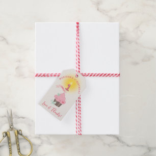 Verjaardagsfeestje van het roze cupcake meisje voo cadeaulabel