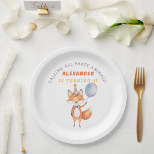 Verjaardagsfeestje van Little Fox Papieren Bordje
