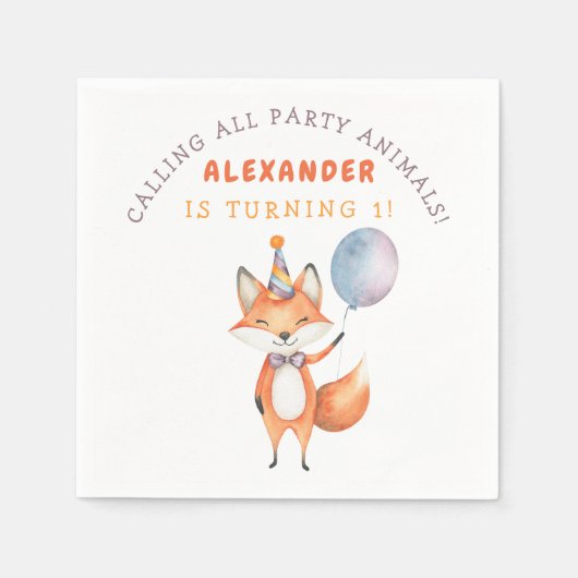 Verjaardagsfeestje van Little Fox Servet (Voorkant)