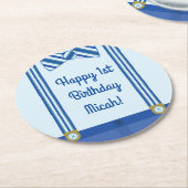 Verjaardagsfeestje van Little Man Ronde Kartonnen Onderzetter (Gebogen)