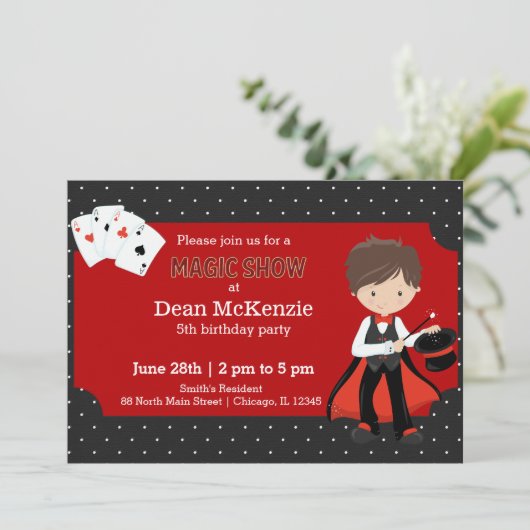 verjaardagsfeestje van Magic Show Kaart (Staand voorkant)