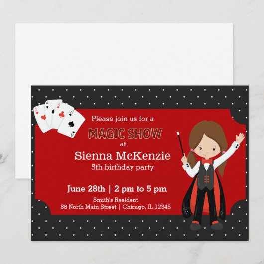 verjaardagsfeestje van Magic Show Kaart (Voorkant / Achterkant)