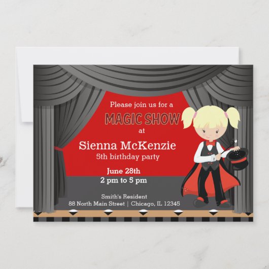 verjaardagsfeestje van Magic Show Kaart (Voorkant)