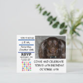 Verjaardagsfeestje van mijn hond uitnodiging briefkaart (Staand voorkant)