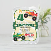 Verjaardagsfeestje van Monster Truck Boy Kaart (Staand voorkant)