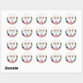 Verjaardagsfeestje van Monsters Bedankt Ronde Sticker (Vel)