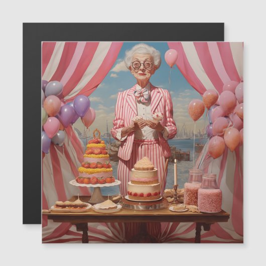 Verjaardagsfeestje van Pink Lady Magnetische Uitnodiging (Voorkant / Achterkant)