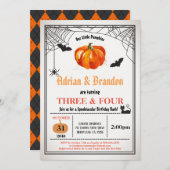 Verjaardagsfeestje van pompoen broers en zussen me kaart (Voorkant / Achterkant)