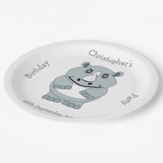 Verjaardagsfeestje van Rhino Design Papieren Bordje (Gekanteld)