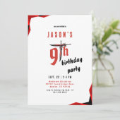 Verjaardagsfeestje van rode zwaard jongen  kaart (Staand voorkant)