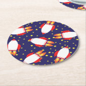 Verjaardagsfeestje van ruimteraketten ronde kartonnen onderzetter (Gebogen)