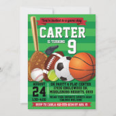 Verjaardagsfeestje van sportteam op speeldag kaart (Voorkant)