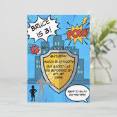 Verjaardagsfeestje van superhelden kaart (Staand voorkant)