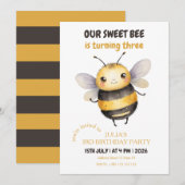 Verjaardagsfeestje van Sweet Bee Kind Kaart (Voorkant / Achterkant)
