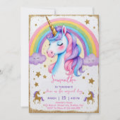 Verjaardagsfeestje van Unicorn Rainbow Girl Kaart (Voorkant)