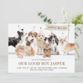 Verjaardagsfeestje van waterverf hond kaart (Staand voorkant)