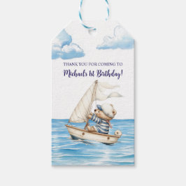 Verjaardagsfeestje van zeeman Teddybeer Cadeaulabel