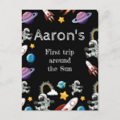 Verjaardagsfeestje van Zwarte Ruimtevaarder Eerste Briefkaart (Voorkant)