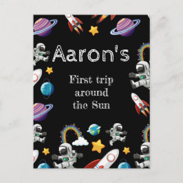 Verjaardagsfeestje van Zwarte Ruimtevaarder Eerste Briefkaart
