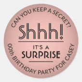 Verjaardagsfeestje verrassing Roze Roos Goud Nep F Ronde Sticker (Voorkant)