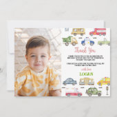 Verjaardagsfeestje Vervoer Foto Bedankkaart (Voorkant)