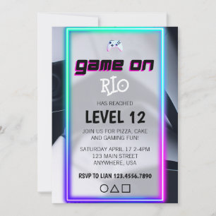 Verjaardagsfeestje Videospel Neon Game Aan Nivo Om Kaart