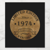 Verjaardagsfeestje vintage 1974 wijn etiket (Enkel label)