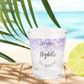 Verjaardagsfeestje violette cofetti naamdatum shot glas