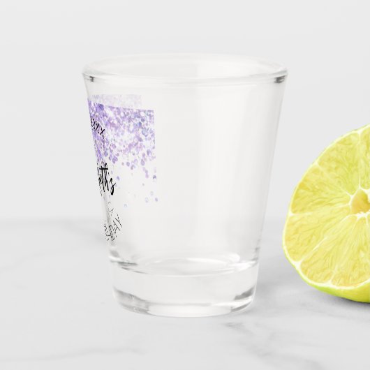 Verjaardagsfeestje violette cofetti naamdatum shot glas (Rechts)