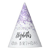 Verjaardagsfeestje violette witte sprankels feesthoedjes (Voorkant)
